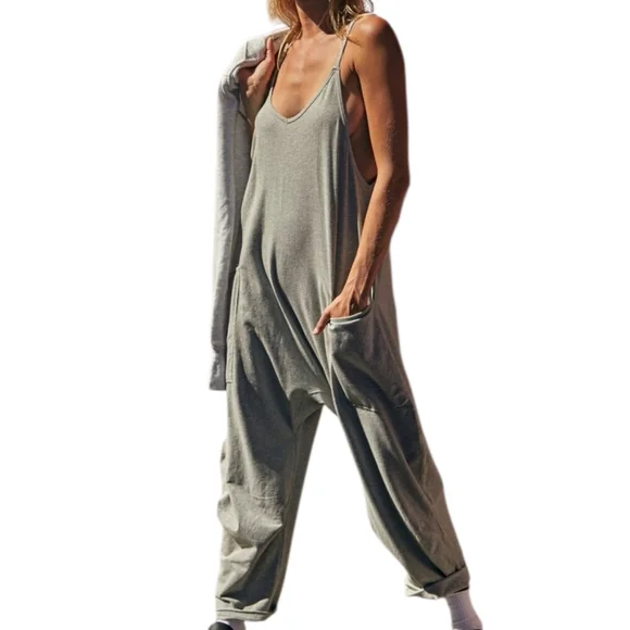 Women's Free People Movement Hot Shot Onesie Heather Grey Medium Soft & Comfy - Picture 8 of 8
